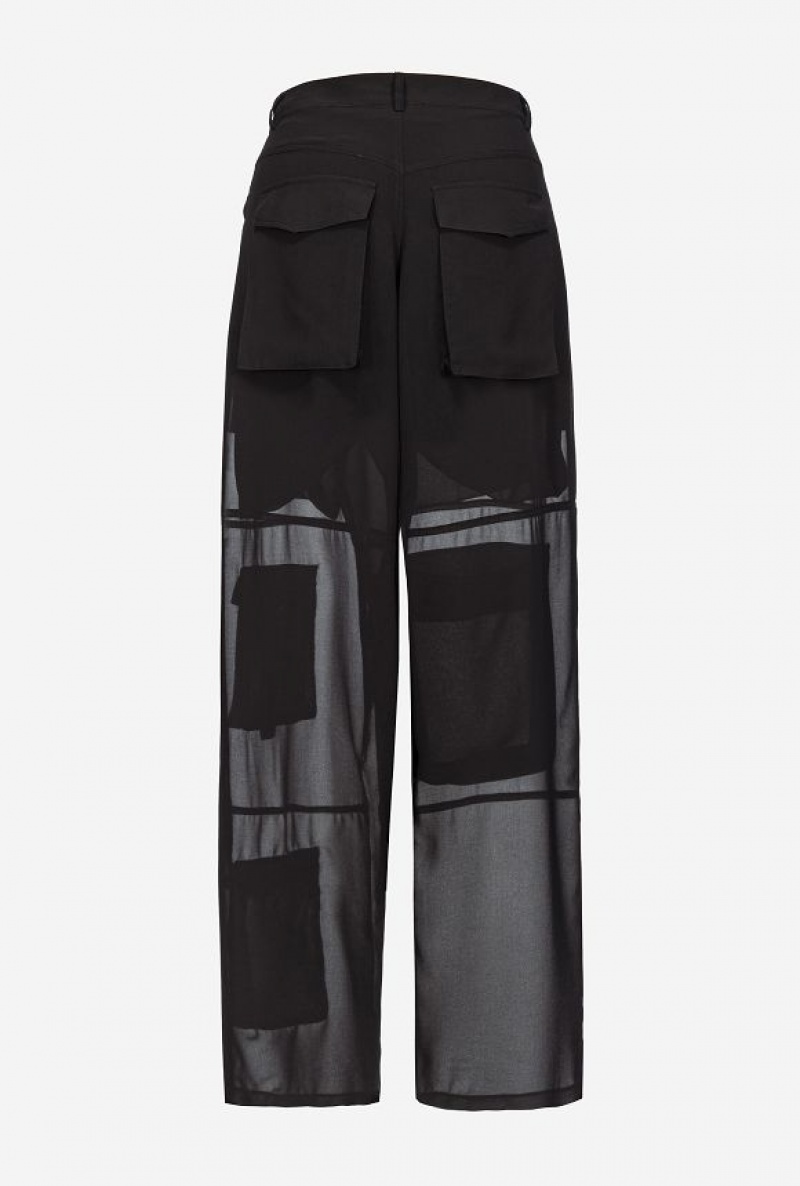 Pinko Georgette Cargo Trousers LIMO BLACK | SN-PKO33682