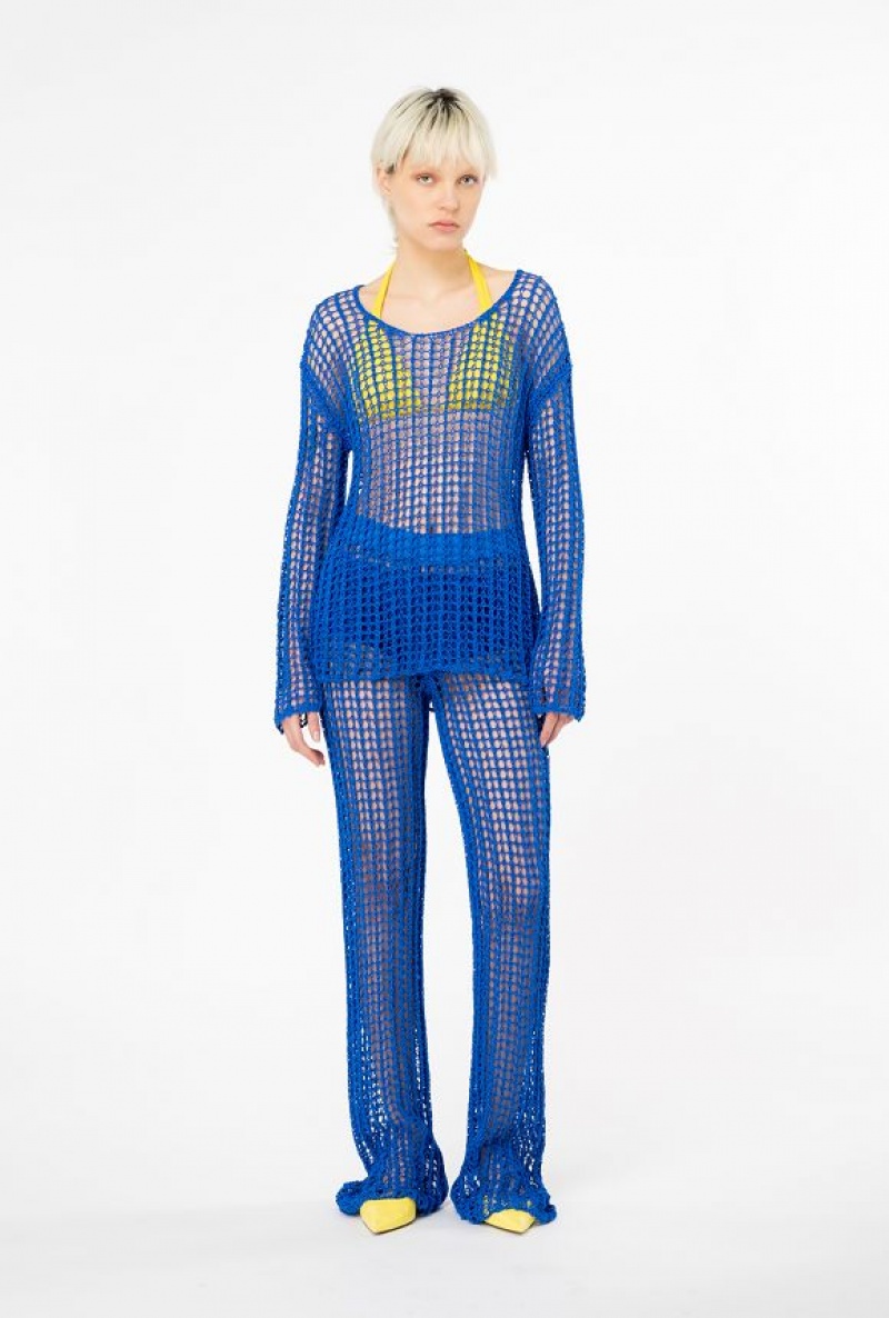 Pinko Glossy-thread Mesh Sweater TRUE BLUE | SN-PKO33400