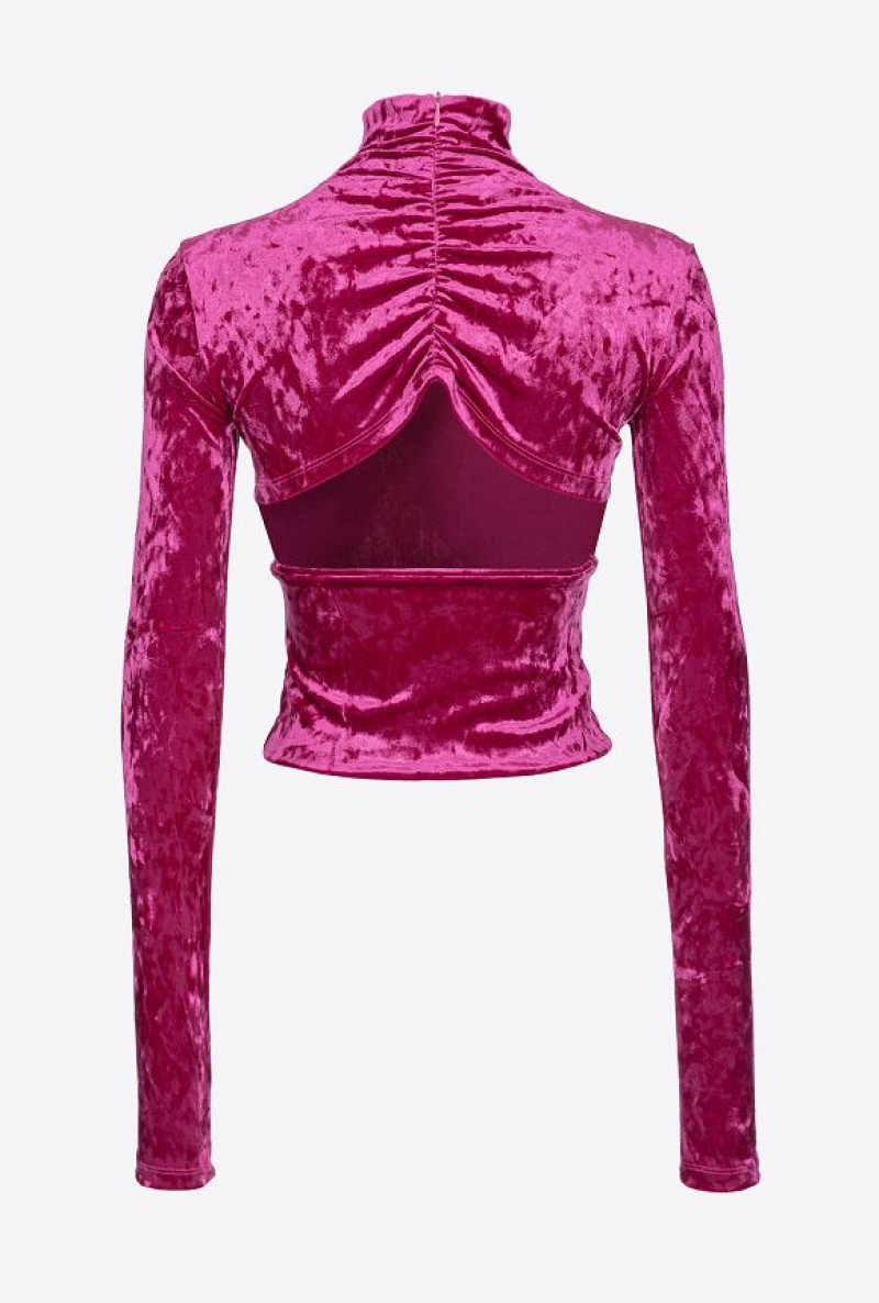 Pinko High-neck Velvet Sweater BOUGAINVILLEA PURPLE | SN-PKO33498