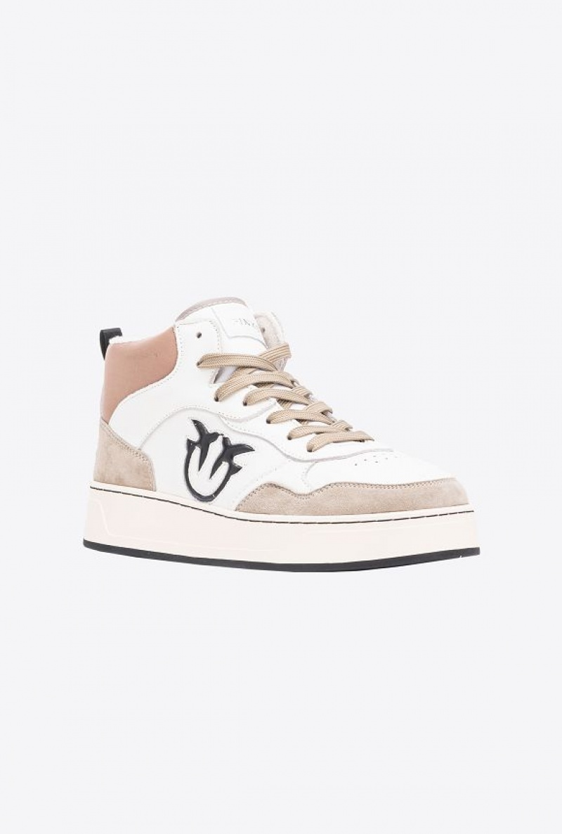 Pinko High-top Basketball Sneakers With Logo OFF WHITE/BEIGE | SN-PKO34117