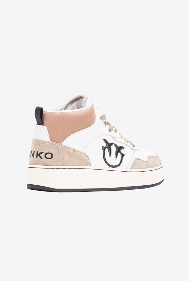 Pinko High-top Basketball Sneakers With Logo OFF WHITE/BEIGE | SN-PKO34117