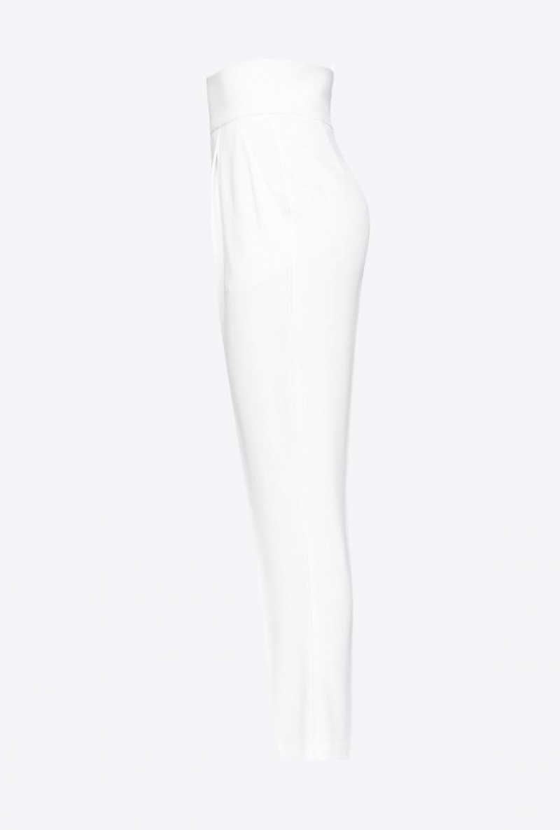 Pinko High-waisted Stretch CrêPe Trousers GARLIC WHITE | SN-PKO33703