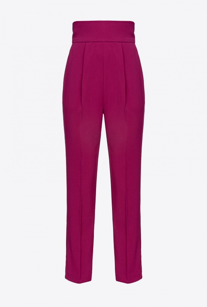 Pinko High-waisted Stretch CrêPe Trousers BOUGAINVILLEA PURPLE | SN-PKO33714