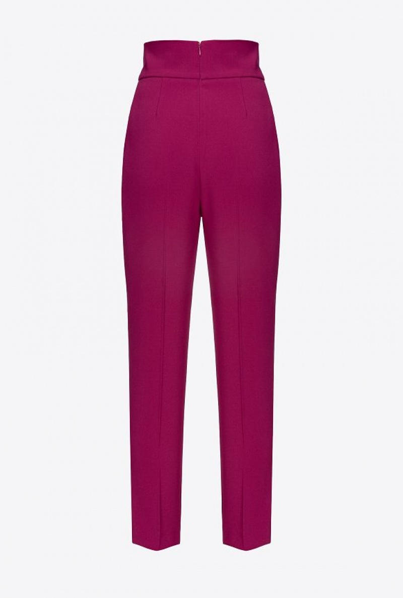 Pinko High-waisted Stretch CrêPe Trousers BOUGAINVILLEA PURPLE | SN-PKO33914