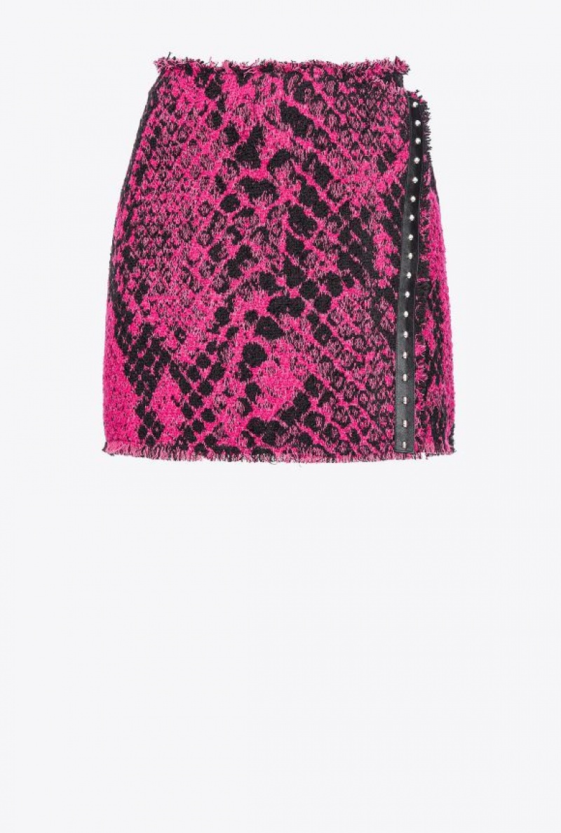 Pinko Jacquard Mini Skirt With Snake Motif FUCHSIA/BLACK | SN-PKO33954