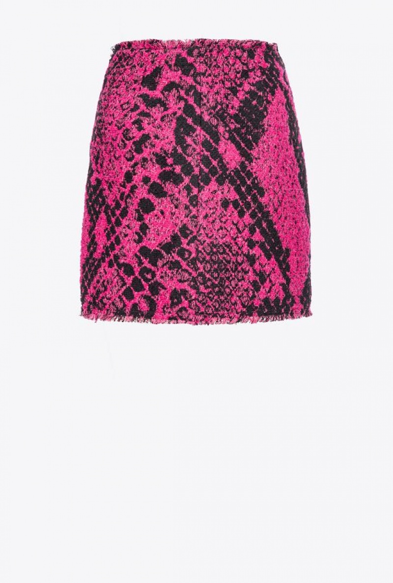 Pinko Jacquard Mini Skirt With Snake Motif FUCHSIA/BLACK | SN-PKO33954