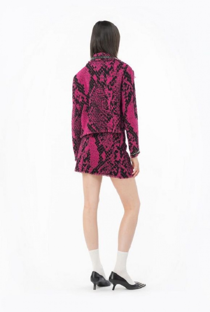 Pinko Jacquard Mini Skirt With Snake Motif FUCHSIA/BLACK | SN-PKO34062