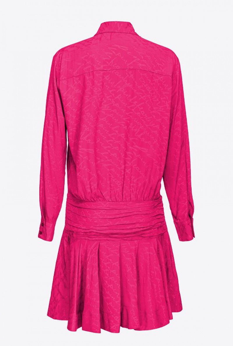 Pinko Jacquard Shirt Dress With Fluid Logo BEETROOT | SN-PKO33043