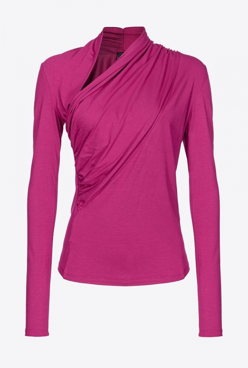 Pinko Jersey Sweater With Draping BOUGAINVILLEA PURPLE | SN-PKO33915