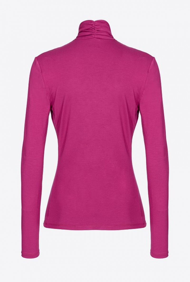 Pinko Jersey Sweater With Draping BOUGAINVILLEA PURPLE | SN-PKO33915