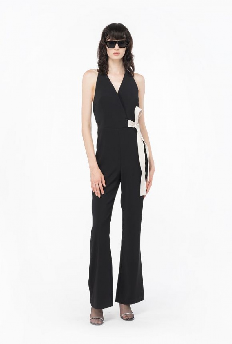 Pinko Jumpsuit With Contrasting Bow BLACK/ECRU | SN-PKO33967