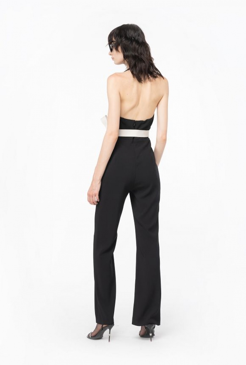 Pinko Jumpsuit With Contrasting Bow BLACK/ECRU | SN-PKO33967