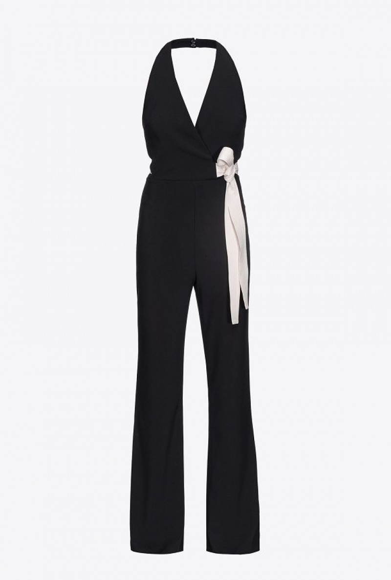 Pinko Jumpsuit With Contrasting Bow BLACK/ECRU | SN-PKO33967