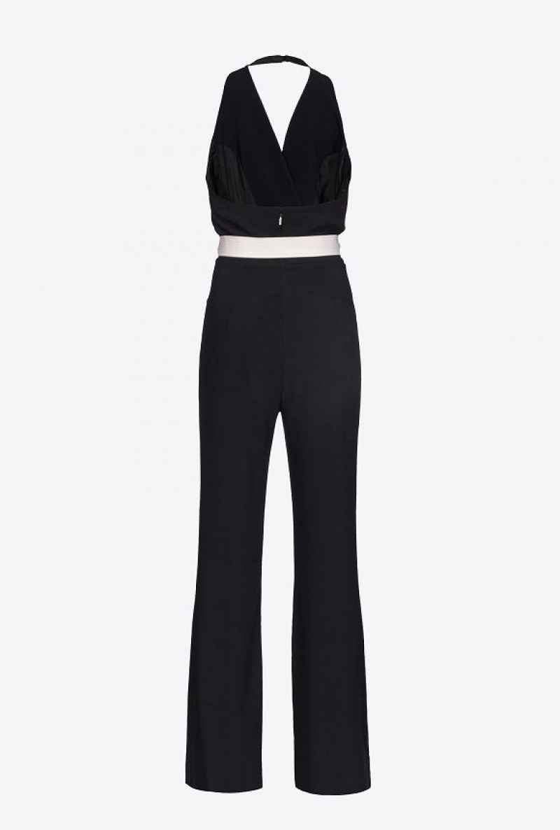 Pinko Jumpsuit With Contrasting Bow BLACK/ECRU | SN-PKO33967