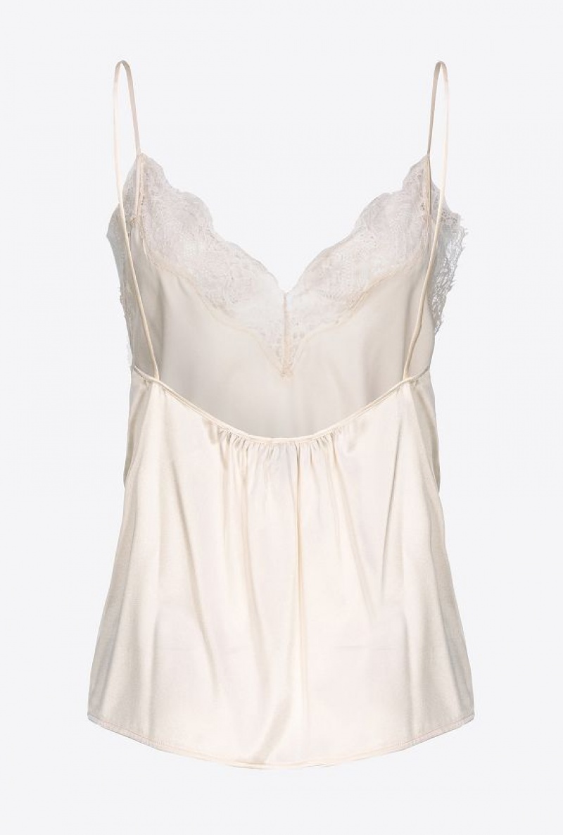 Pinko Lace Lingerie Top PASTEL PARCHMENT | SN-PKO33278