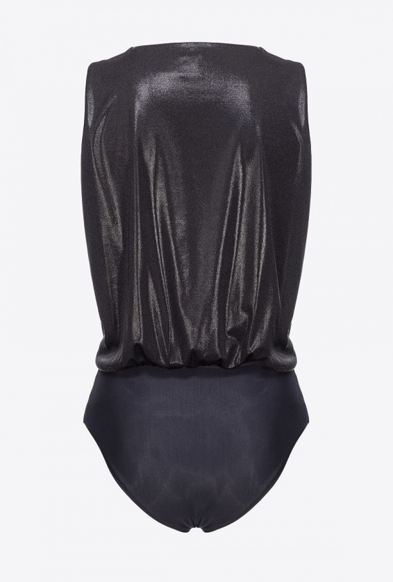 Pinko Laminated Jersey Bodysuit LIMO BLACK | SN-PKO33248