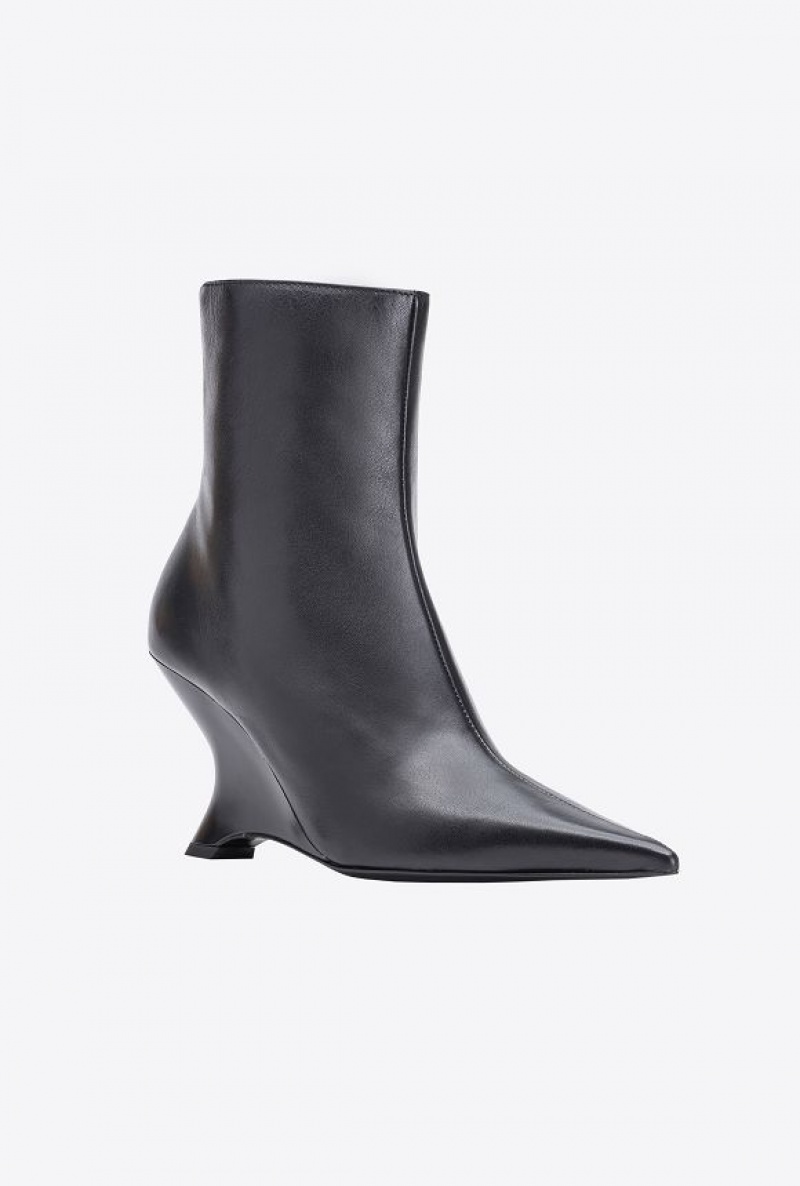 Pinko Laminated Leather Ankle Boots LIMO BLACK | SN-PKO34136