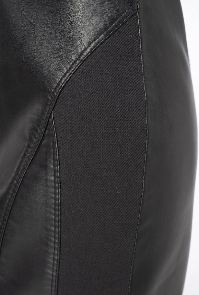 Pinko Leather And Fabric Skirt LIMO BLACK | SN-PKO34044