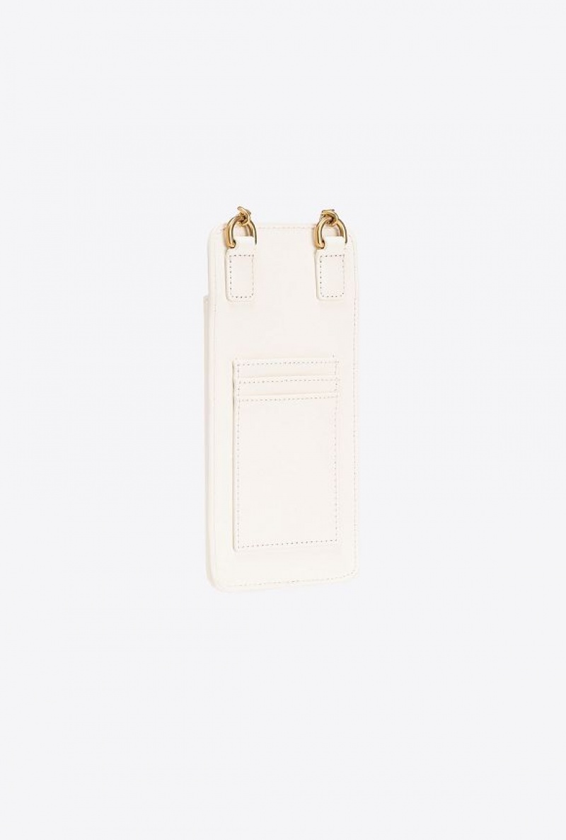 Pinko Leather Smartphone Holder WHITE+WHITE-ANTIQUE GOLD | SN-PKO34315