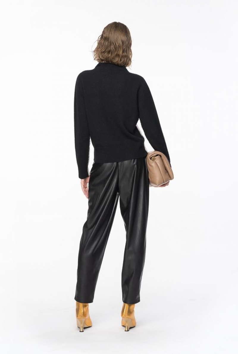 Pinko Leather-effect Carrot Trousers LIMO BLACK | SN-PKO33762