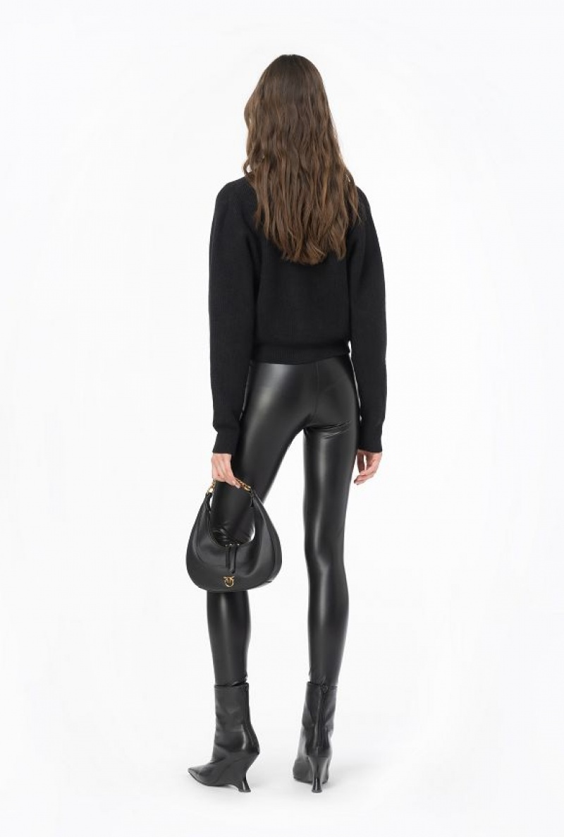 Pinko Leather-effect Leggings LIMO BLACK | SN-PKO33976