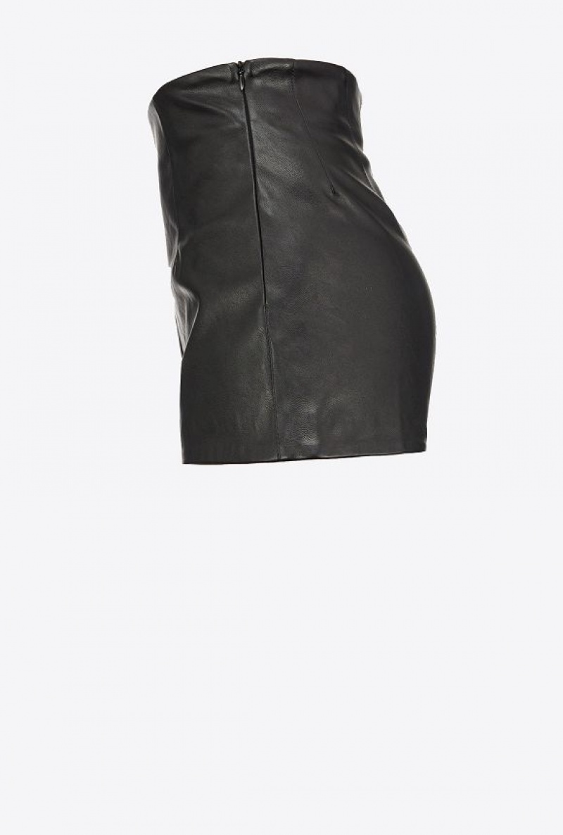 Pinko Leather-effect Shorts LIMO BLACK | SN-PKO33808