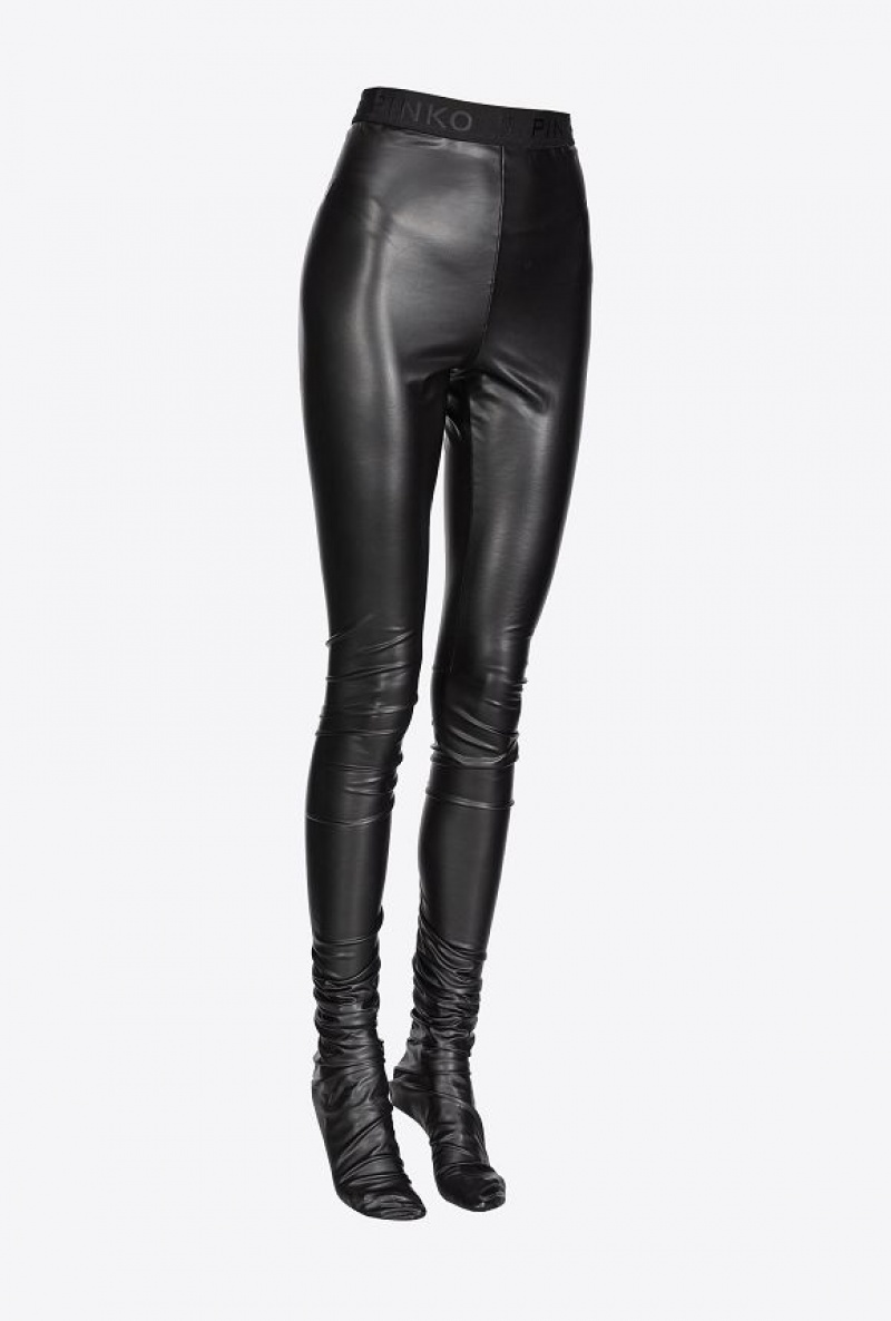 Pinko Leather-effect Tights LIMO BLACK | SN-PKO33707