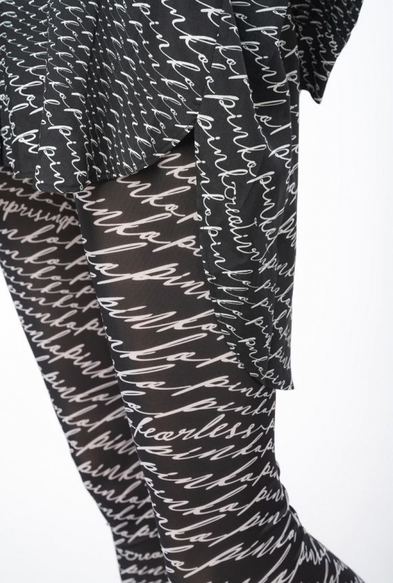 Pinko Leggings With Fluid Logo BLACK/WHITE | SN-PKO33840