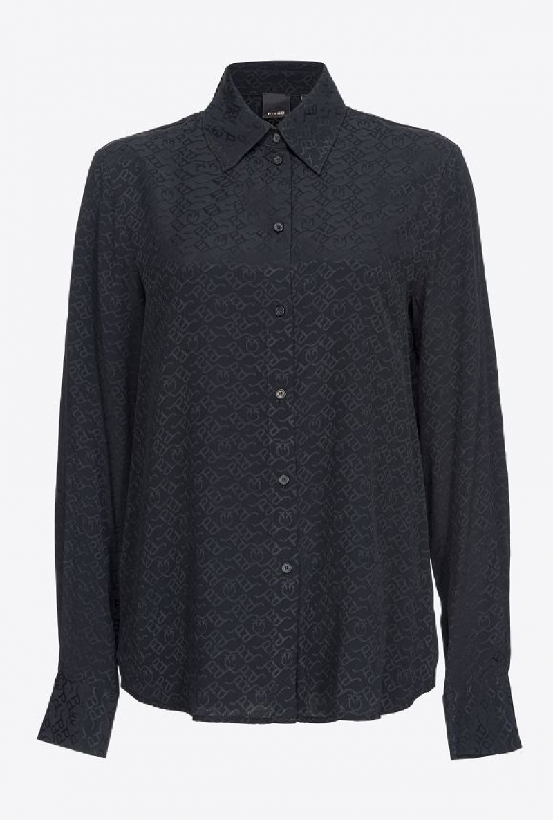 Pinko Logo Jacquard Shirt LIMO BLACK | SN-PKO33152