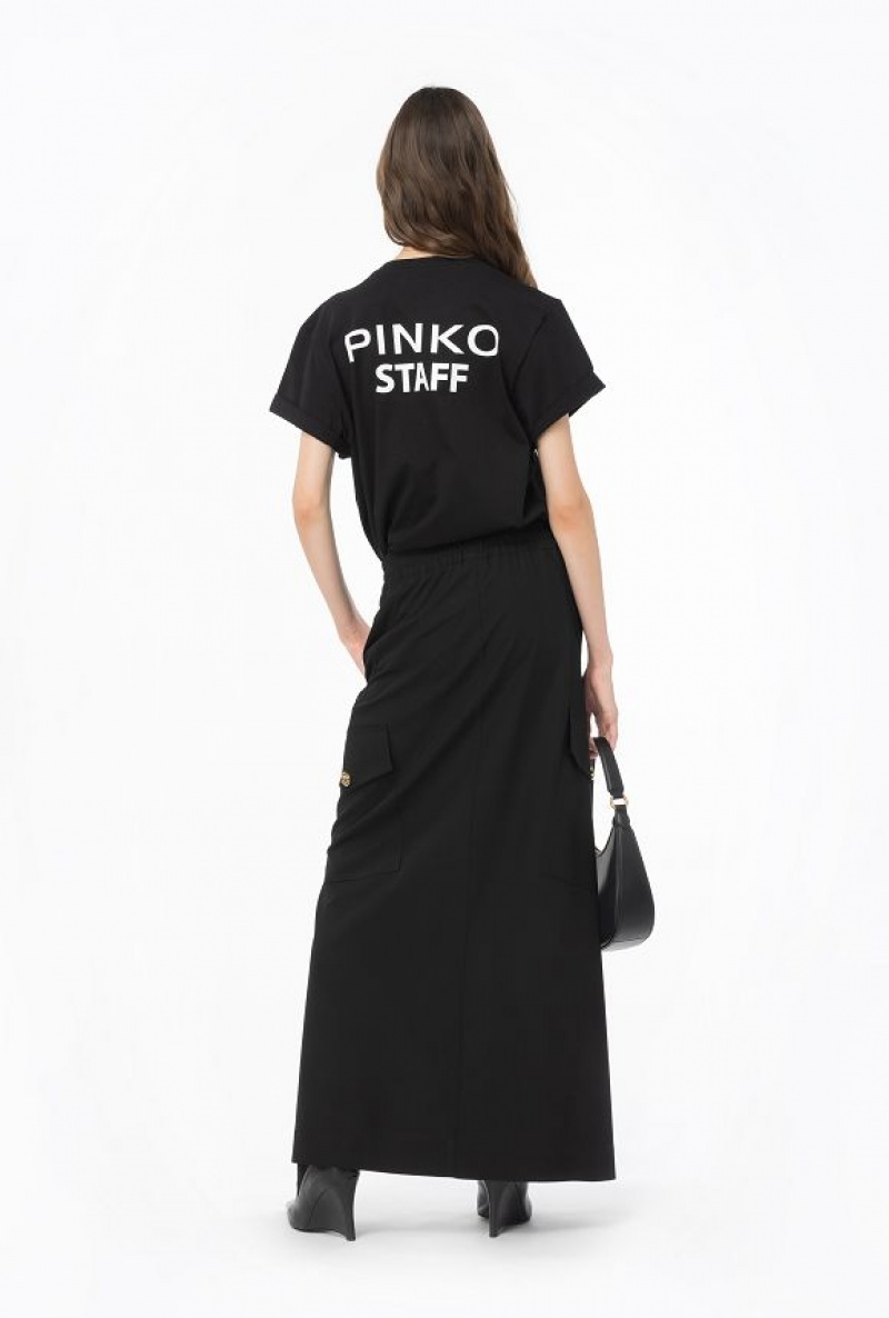 Pinko Long Cargo-style Skirt LIMO BLACK | SN-PKO34104