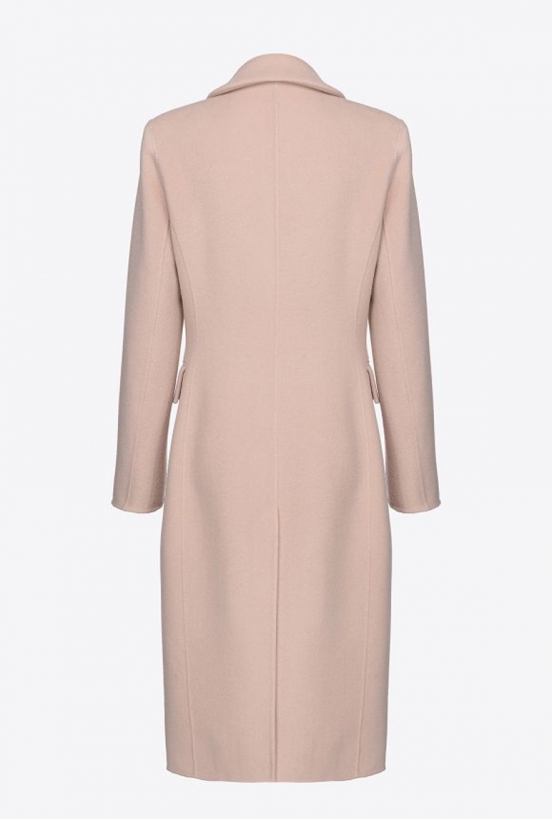 Pinko Long Coat In Double-layered Wool Cloth NUDE - BABY | SN-PKO33668