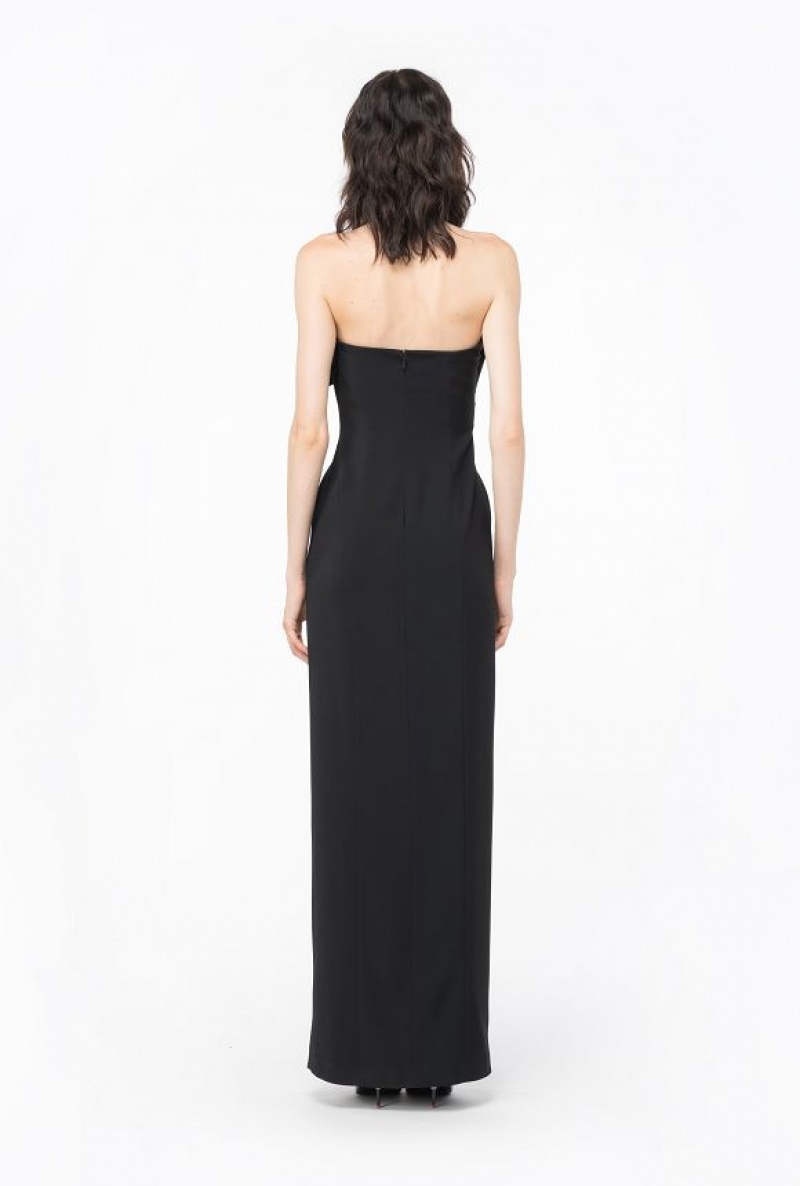 Pinko Long Dress With Bow LIMO BLACK | SN-PKO33036