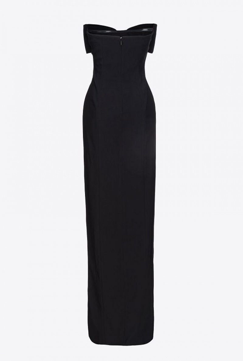 Pinko Long Dress With Bow LIMO BLACK | SN-PKO33036