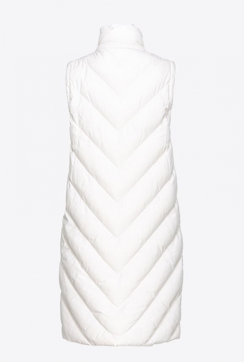 Pinko Long Padded Chevron Jacket SILK WHITE | SN-PKO33655