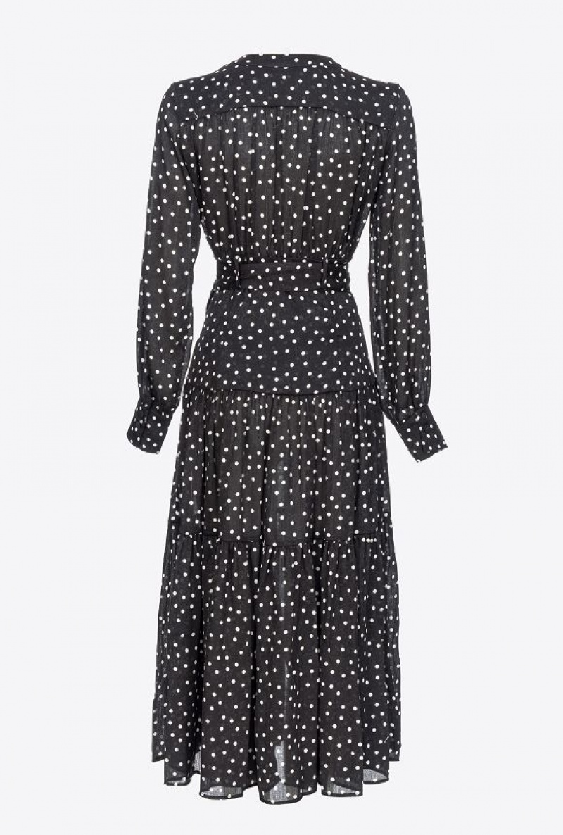 Pinko Long Polka-dot Shirt Dress BLACK/WHITE | SN-PKO33022