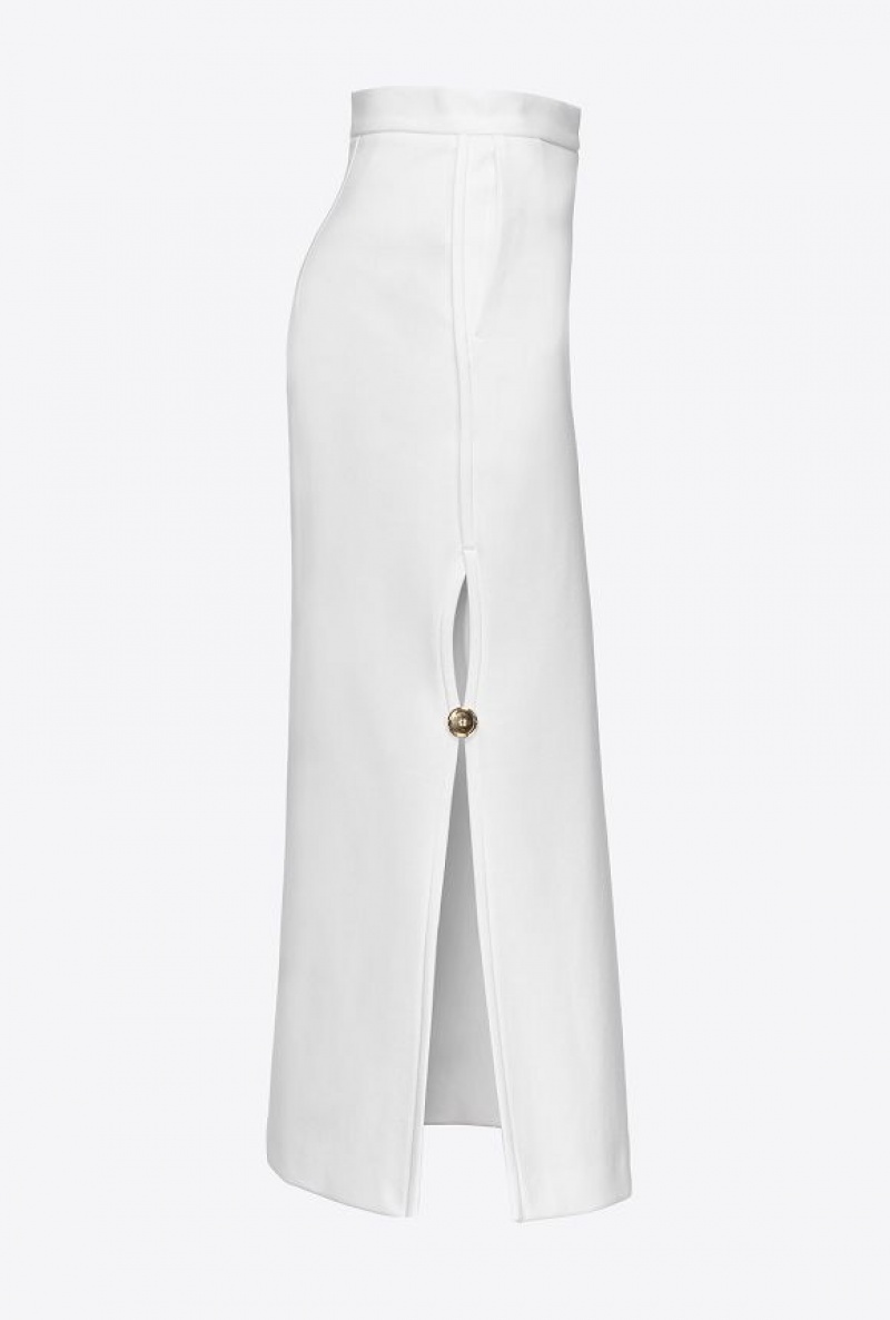 Pinko Long Skirt With Metal Buttons SNOW WHITE | SN-PKO34050