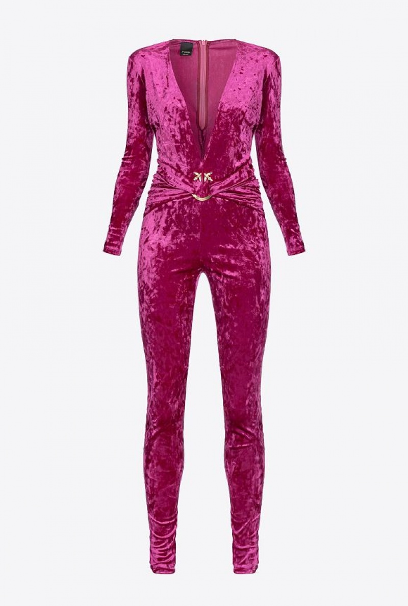 Pinko Long Velvet Jumpsuit BOUGAINVILLEA PURPLE | SN-PKO33090