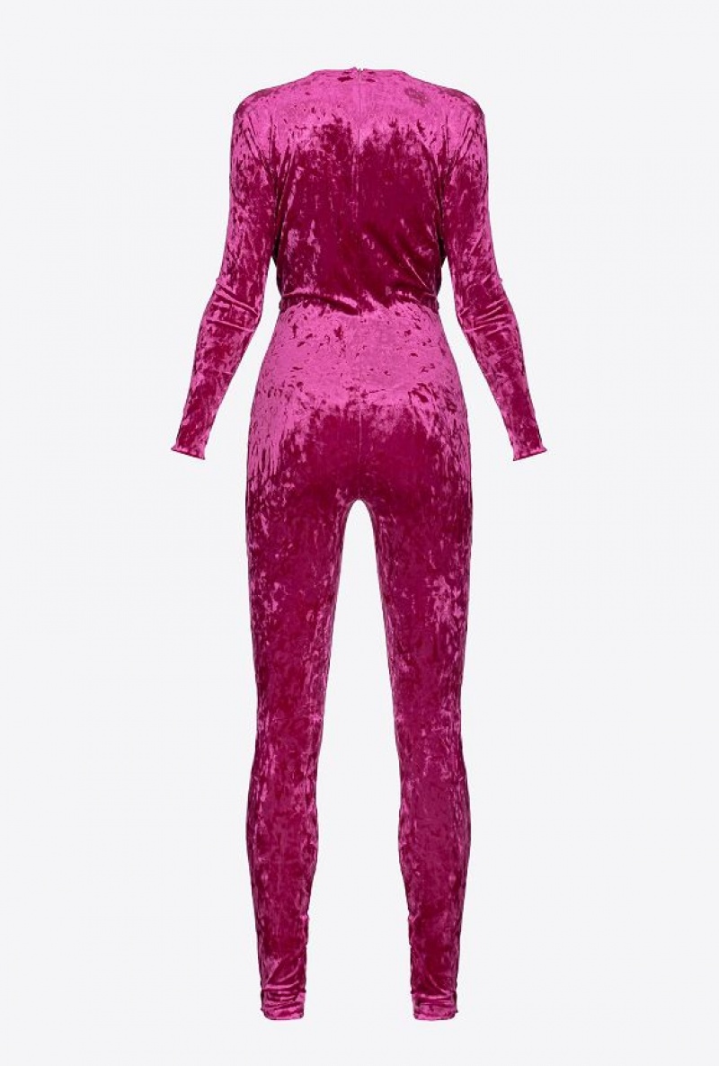 Pinko Long Velvet Jumpsuit BOUGAINVILLEA PURPLE | SN-PKO33090