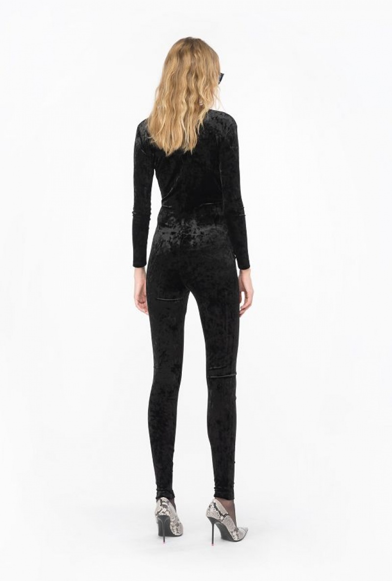 Pinko Long Velvet Jumpsuit LIMO BLACK | SN-PKO33089