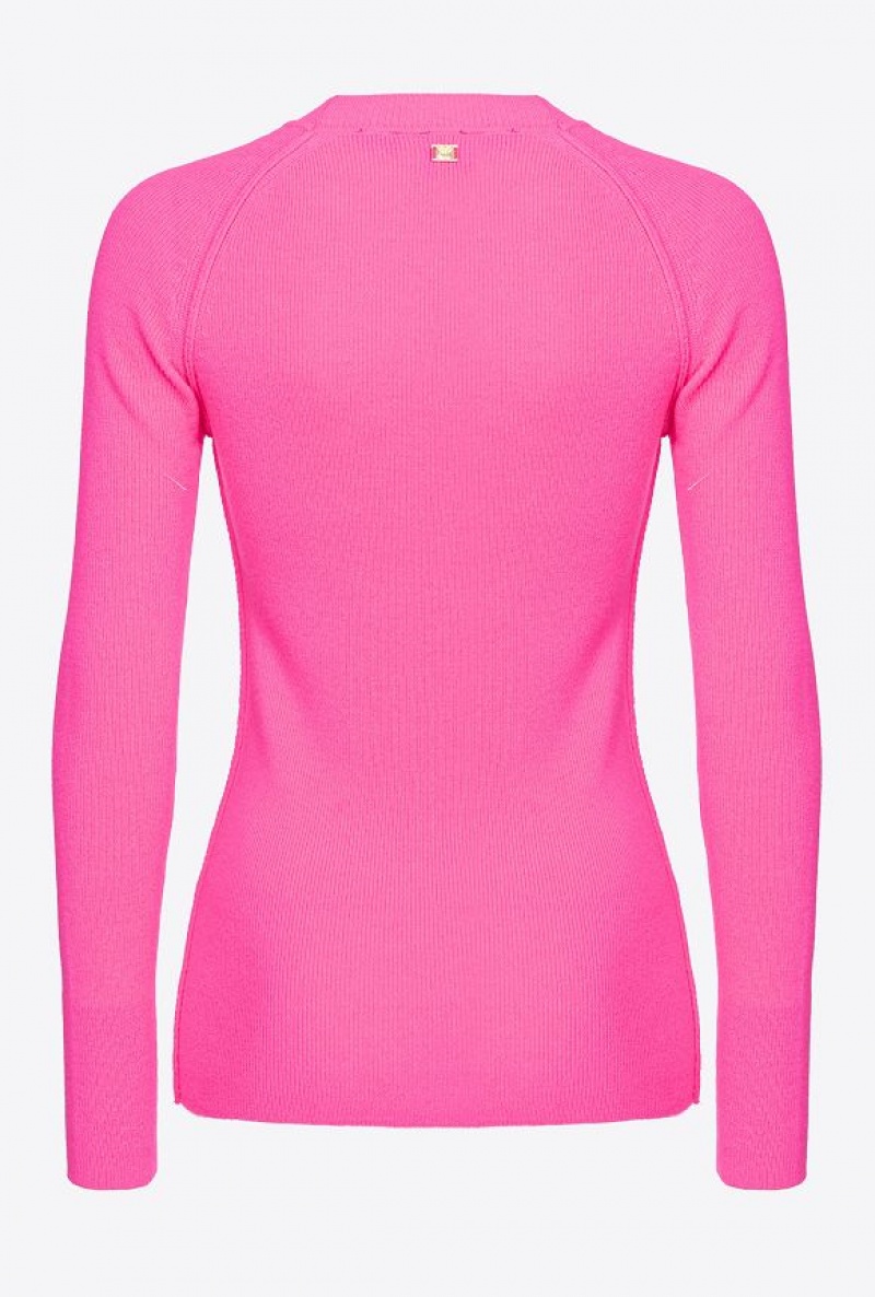 Pinko Long-sleeved Rib-knit Top PINK LIGHTNING | SN-PKO33495