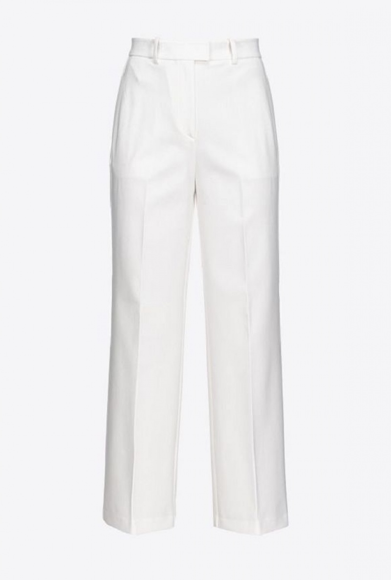 Pinko Loose-fitting Stretch Trousers SNOW WHITE | SN-PKO33930