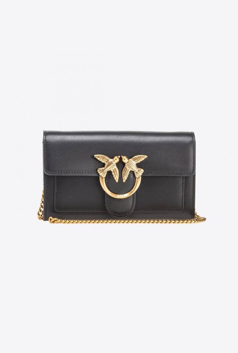 Pinko Love Bag One Wallet Simply BLACK-ANTIQUE GOLD | SN-PKO32454