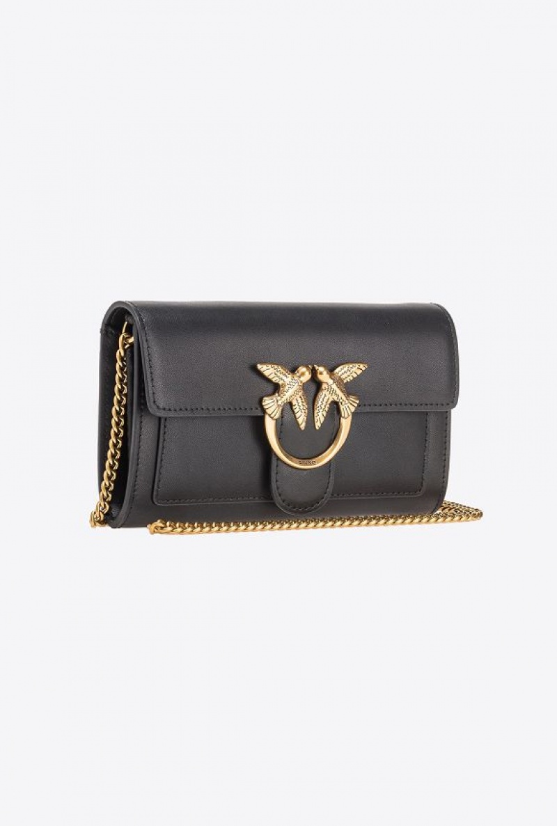 Pinko Love Bag One Wallet Simply BLACK-ANTIQUE GOLD | SN-PKO34288