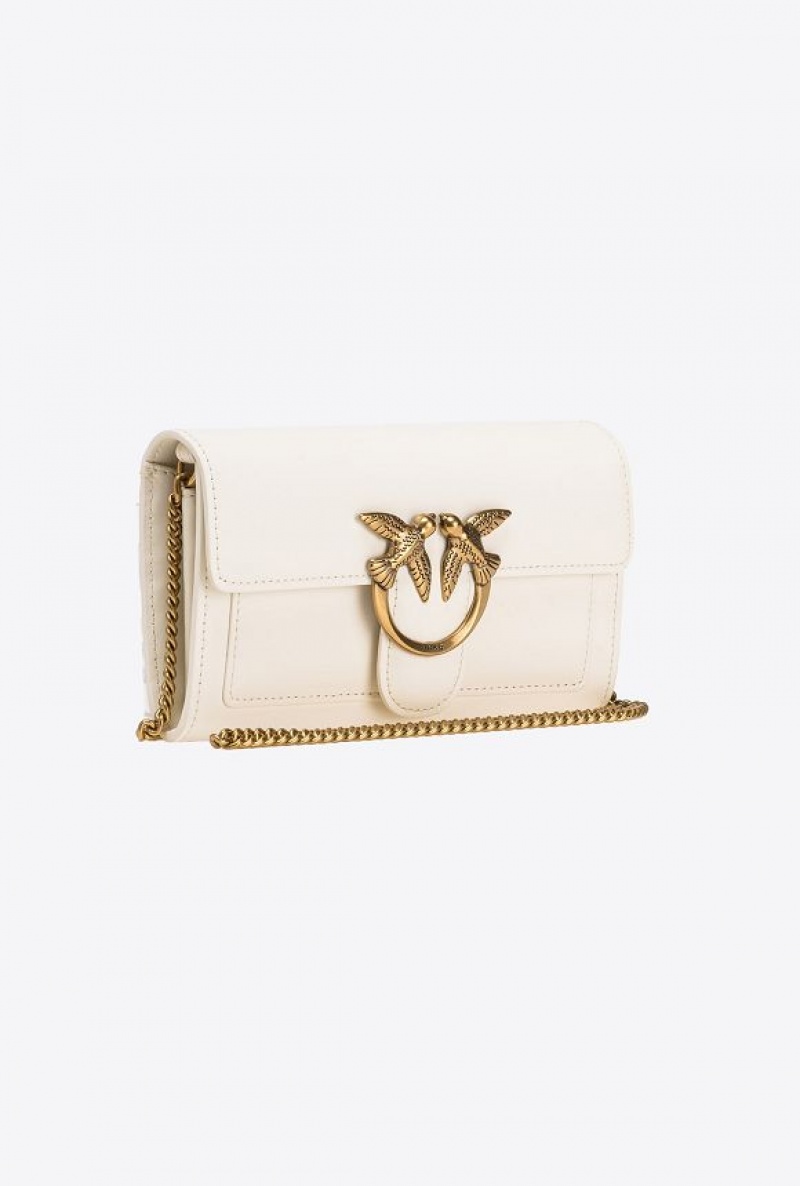 Pinko Love Bag One Wallet Simply WHITE+WHITE-ANTIQUE GOLD | SN-PKO34258