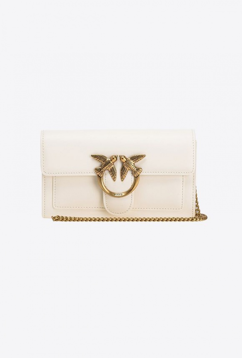 Pinko Love Bag One Wallet Simply WHITE+WHITE-ANTIQUE GOLD | SN-PKO34312