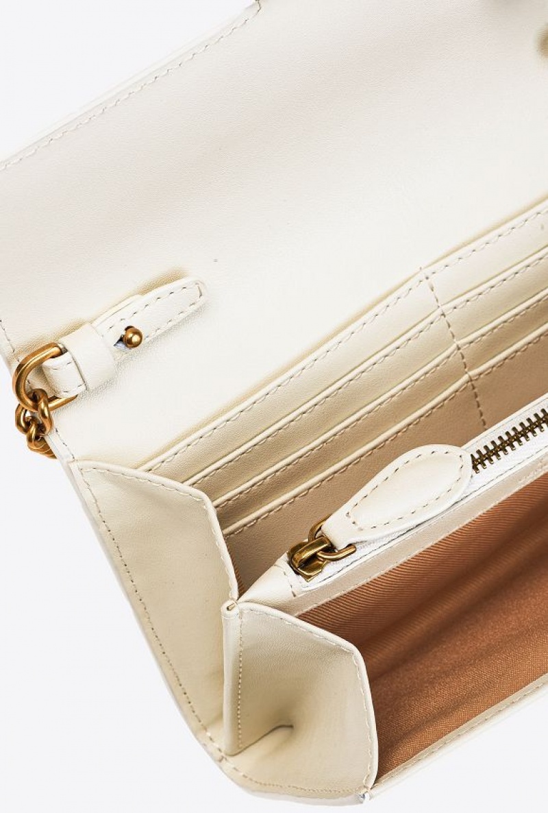 Pinko Love Bag One Wallet Simply WHITE+WHITE-ANTIQUE GOLD | SN-PKO32356