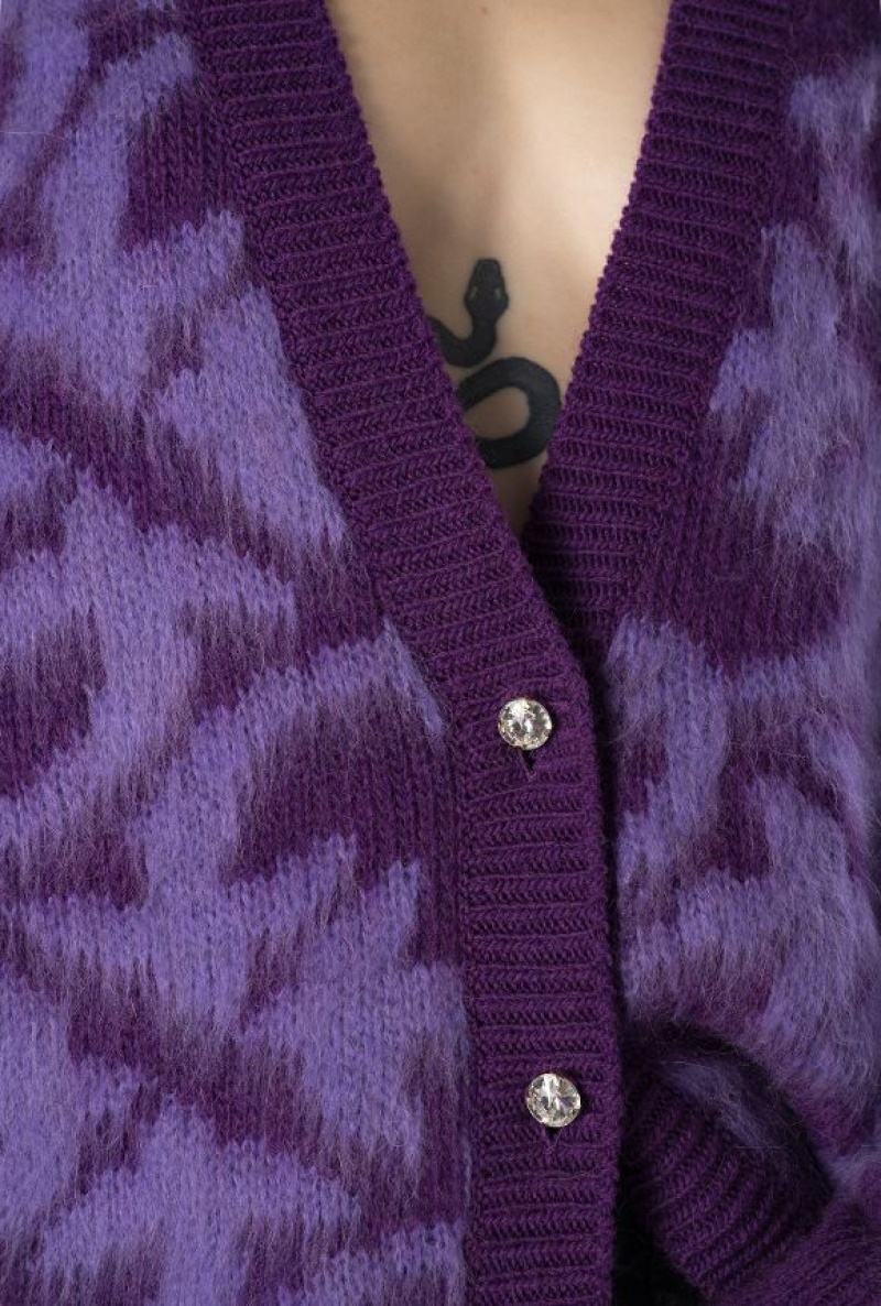 Pinko Love Birds Wool And Alpaca Cardigan PURPLE/LILAC | SN-PKO33827