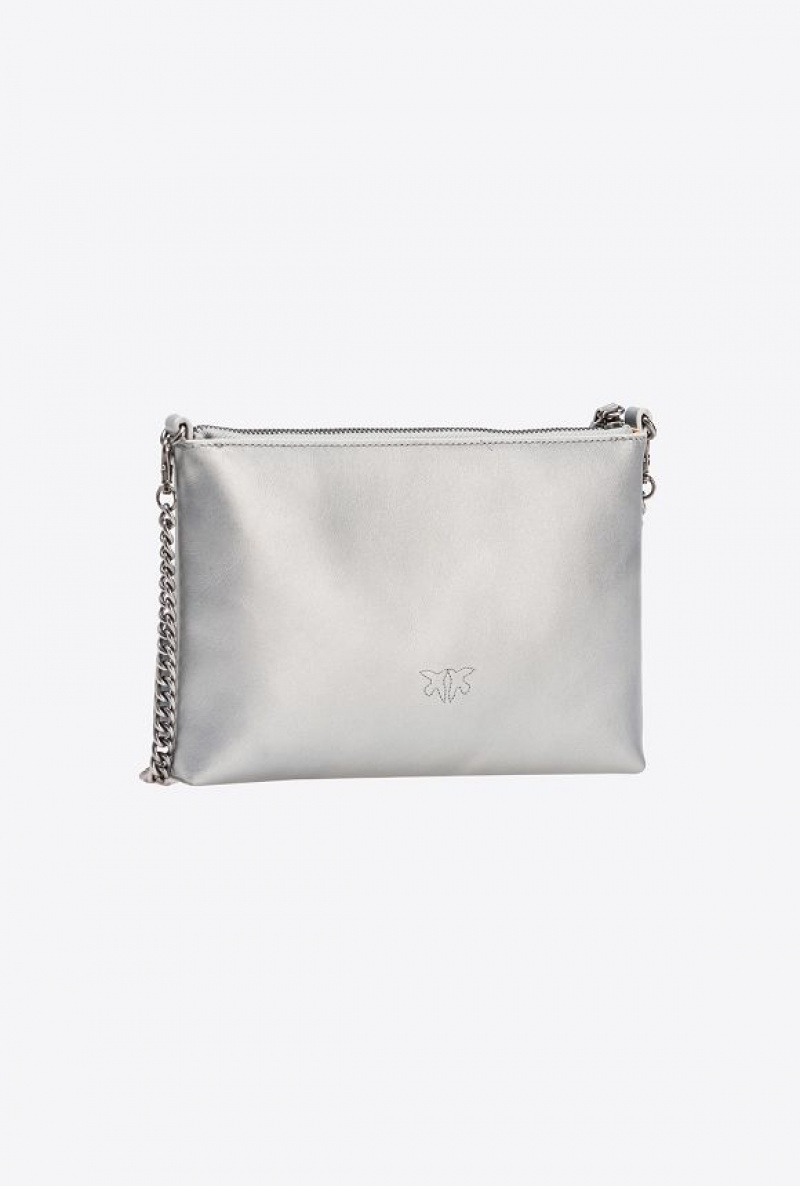 Pinko Metallic Aika Flat Bag SILVER-OLD SILVER | SN-PKO32446