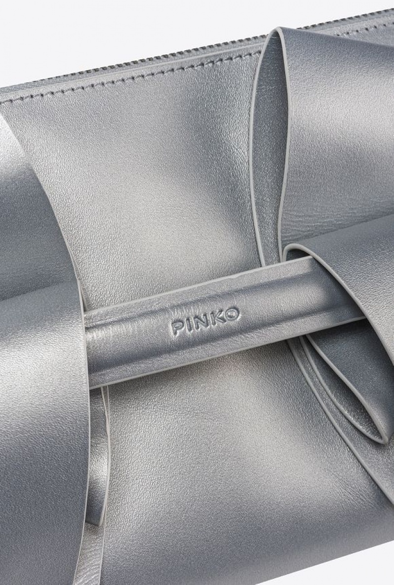 Pinko Metallic Aika Flat Bag SILVER-OLD SILVER | SN-PKO32446