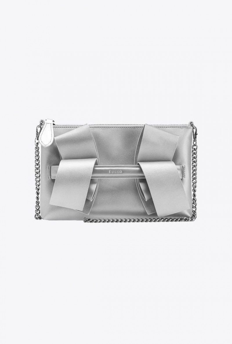 Pinko Metallic Aika Flat Bag SILVER-OLD SILVER | SN-PKO32446